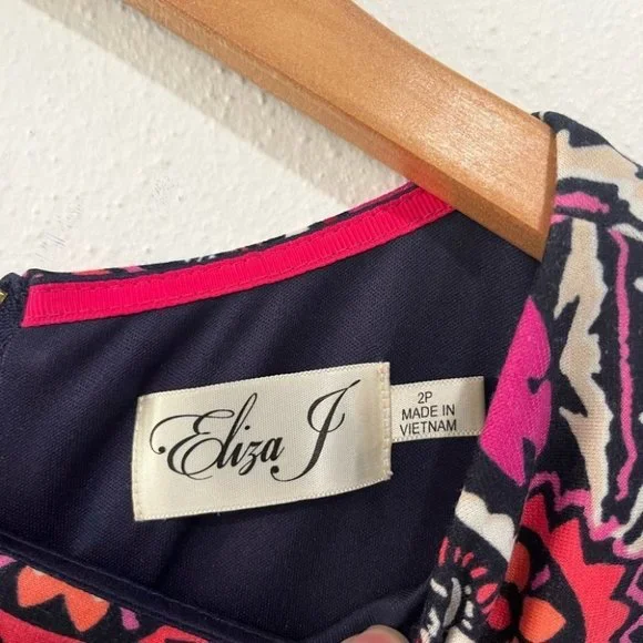 ELIZA J vibrant damask print sheath mini dress with back zipper size 2 petite - Picture 4 of 11